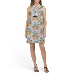PRINTFRESH Pale Blue Linen Blend Sleeveless Shift Mini Dress